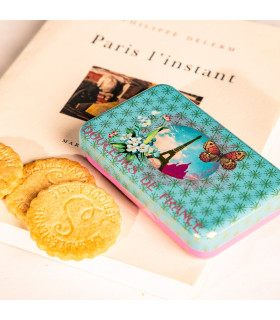 Biscuits sablés nature pur beurre frais - mini boite métal "Paris Bleu" 35g
