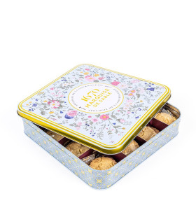 Cookies assortment, plain butter, caramel chips, lemon chips and all chocolate- "Wild bouquet" 400g tin