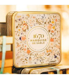 Biscuits sablés assortiment nature, pépites de caramel, de citron et tout chocolat - coffret métal "Bouquet Sauvage" 400g