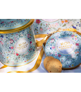Biscuits sablés assortiment nature et tout chocolat - seau métal "bouquet sauvage" 250g