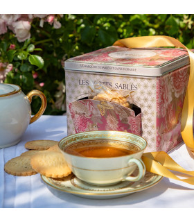 Biscuits sablés nature pur beurre frais - boite métal distributrice "Écrin Trésor" 300g
