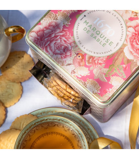 Biscuits sablés nature pur beurre frais - boite métal distributrice "Écrin Trésor" 300g