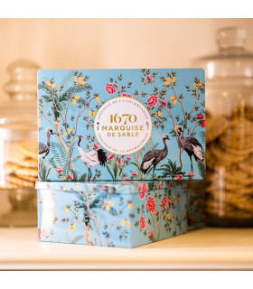 Biscuits sablés assortiment sablés nature, tout chocolat et pépites de citron - boite métal "Invitation au voyage" 300g