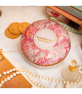 Biscuits sablés pépites d'abricot  - boite métal ronde "Écrin trésor" 175 g