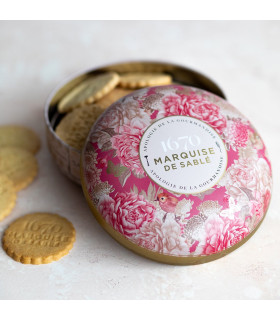Biscuits sablés pépites d'abricot  - boite métal ronde "Écrin trésor" 175 g
