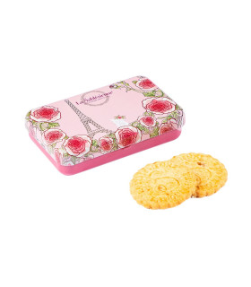 Biscuits sablés caramel beurre salé - mini boite métal "Un matin à Paris" 35g