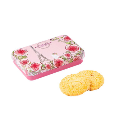 Biscuits sablés caramel beurre salé - mini boite métal "Un matin à Paris" 35g
