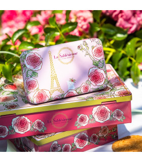 Biscuits sablés caramel beurre salé - mini boite métal "Un matin à Paris" 35g