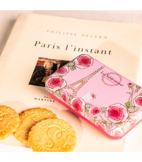 Biscuits sablés caramel beurre salé - mini boite métal "Un matin à Paris" 35g