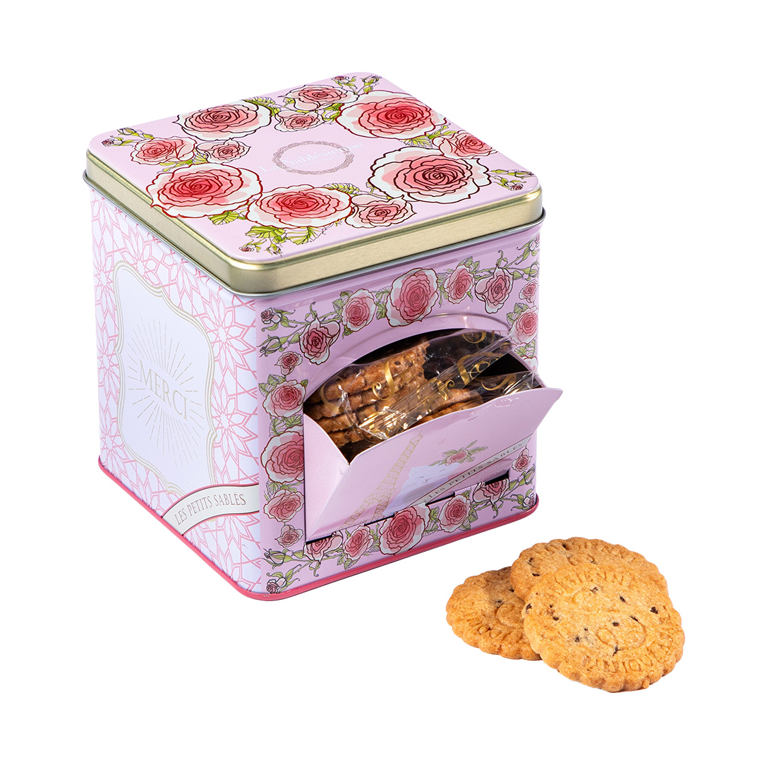 Biscuits sablés pépites de chocolat - mini boite distributrice métal