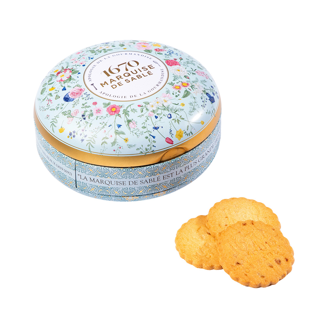 Biscuits sablés aux pépites de caramel beurre salé - boite métal ronde