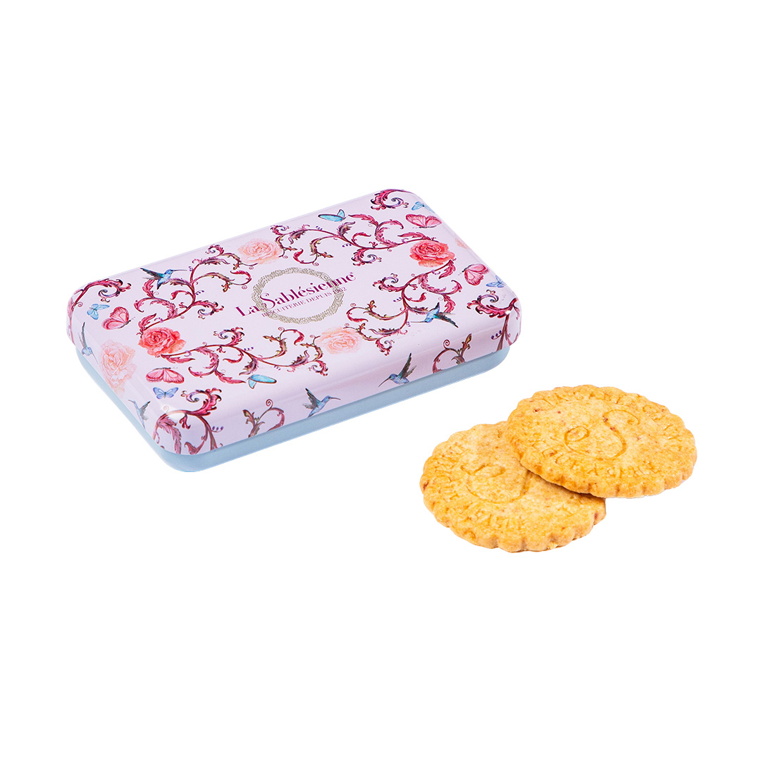 Biscuits sablés pépites de framboise - mini boite métal